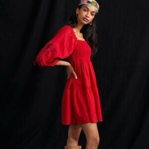 Sachin & Babi Lola Smocked Tiered Mini Dress Red XS EUC